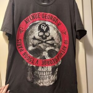 George V Paris Black and Red Jeweled Skull Tee